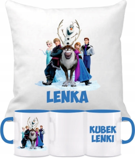Elsa Frozen - MUG SET + Mrazené vankúš Krajina ľadu + názov