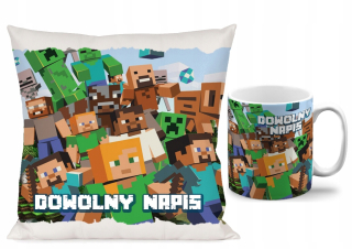 MINECRAFT  - MUG SET + Vankúš Minecraft darček n.17