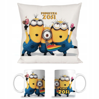 Mimoni - Sada hrnčeka + vankúšik Minions + Názov + ZADARMO