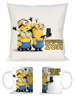 Mimoni - MUG SET + vankúš Minions + N5 Meno