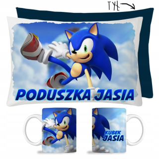 SONIC hračky - Sada hrnčekov + Sonic Pillow + N3 Meno
