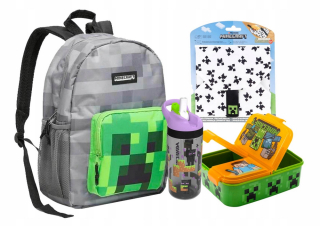 Školská taška - batoh, set, zostava - Sada batohu Minecraft + Water fľaše