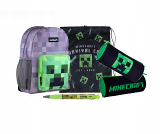 Školská taška - batoh, set, zostava - Sada batohu Minecraft XL + Puzdro na ceruzku + vrecko + ZADARMO