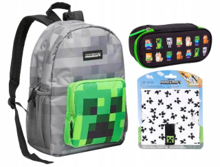 Školská taška - batoh, set, zostava - Minecraft creeper batoh set + puzdro na ceruzku + wrap