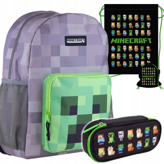 Školská taška - batoh, set, zostava - Minecraft Youth Backpack Set Pencil Case Sack