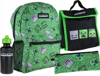 Školská taška - batoh, set, zostava - BATOHY SADA PENCILOVEJ FĽAŠE RAŇAJKY MINECRAFT