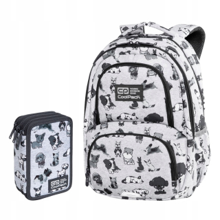 Školská taška - batoh, set, zostava - Sada batohu ceruzky cue coolpack spinner doggies
