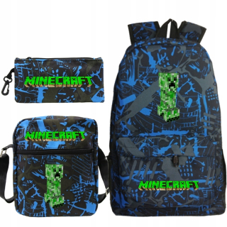 Školská taška - batoh, set, zostava - Sada batohu Case Bag Minecraft Creeper