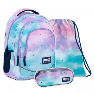 Školská taška - batoh, set, zostava - BACKPACK SET PRIPOJENIA PERPACE BACKUP PASTELY STARS