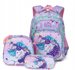 Školská taška - batoh, set, zostava - Školský batoh Set Unicorns 3in1