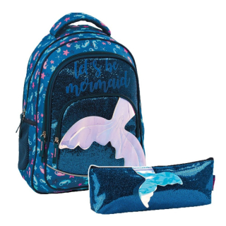 Školská taška - batoh, set, zostava - Sada školského batohu ceruzky Case Backup Glossy Navy