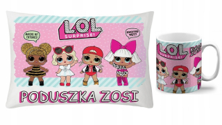 Bábiky LOL - Sada vankúš + hrnček lol prekvapenie + názov v.1