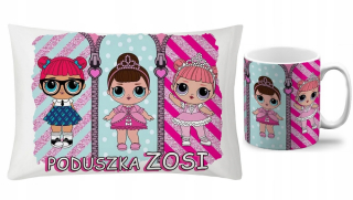 Bábiky LOL - Sada vankúš + hrnček lol prekvapenie + názov W.4