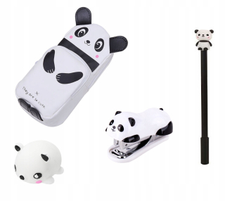 Peračník - Set Panda ceruzka Case Najlepšie Stapler Bear Squishy