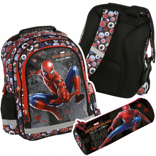 Školská taška - batoh, set, zostava - Spiderman School Batchpack Set + trubicové ceruzky