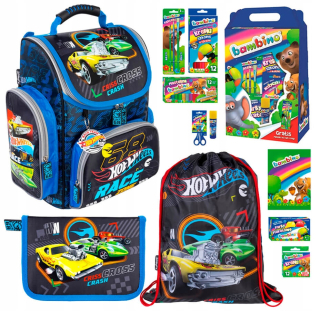 Aktovka školská taška - Školská súprava pre Boy Hot Wheels