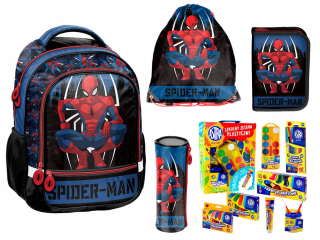 Školská taška - batoh, set, zostava - Školská sada pre chlapca Spiderman 13 prvkov