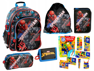 Školská taška - batoh, set, zostava - Školská sada pre Boy Spiderman 14 prvky