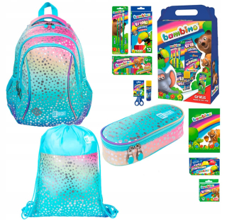 Školská taška - batoh, set, zostava - Školská súprava pre dievčatá ombre Mermaid