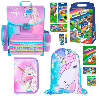 Školská taška - batoh, set, zostava - Školská sada pre dievčatá Unicorn / Unicorn