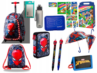 Školská taška - batoh, set, zostava - Školský set Marvel Spiderman LED