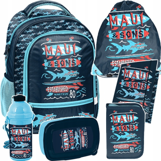 Školská taška - batoh, set, zostava - Školské nastavenie Maui a Sons Batchpack + 5el Paso Maul