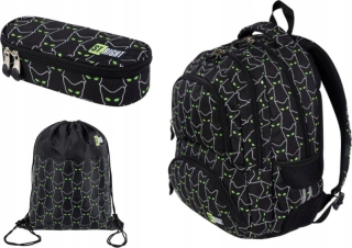 Školská taška - batoh, set, zostava - Sada školských reflexných mačiek BACKPACK SACK SACHET
