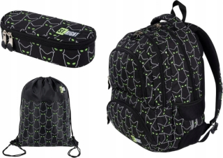 Aktovka školská taška - Školská set Reflexné mačky Backpack Bag Sachet