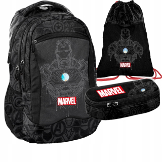 Školská taška - batoh, set, zostava - SADA ŠKÔL PASO MARVEL IRON-MAN HOLO 3v1
