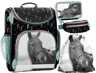 Aktovka školská taška - Školská sada Paso školská taška Horse Horse 4in1