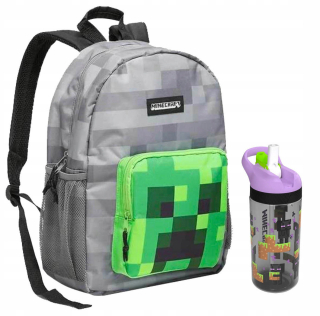 Školská taška - batoh, set, zostava - Školská súprava MINECRAFT CREEPER + BIDON BACKPACK