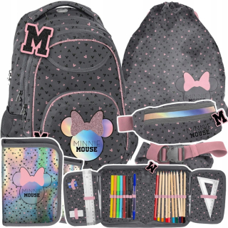 Školská taška - batoh, set, zostava - Nastaviť školské batoh myš Minnie Paso