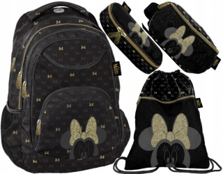 Školská taška - batoh, set, zostava - SADA ŠKÔL BACKPACK PASO MINNIE GOLD 4v1