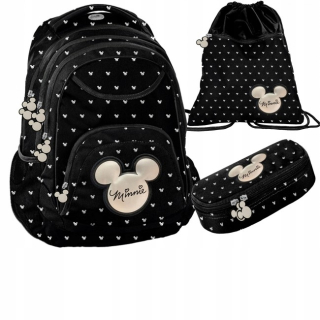 Školská taška - batoh, set, zostava - Sada školského batohu Paso Mouse Minnie Black 3in1