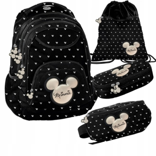 Školská taška - batoh, set, zostava - Školská Kit Backpack Paso Mouse Minnie Black 4in1