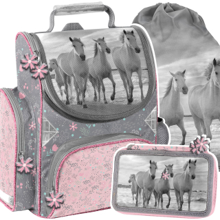 Aktovka školská taška - Školská Satchel Set pre dievča v koní