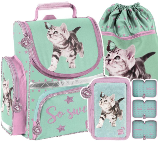 Aktovka školská taška - Schoolbag set Satchel ceruzka Case Kotek Paso
