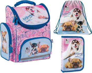 Aktovka školská taška - ŠKOLSKÁ SADA TORNISTER PENCIL BAG Sáčok psov