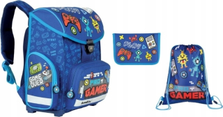 Aktovka školská taška - ŠKOLSKÁ SADA TORNISTER BAG PENCIL CASE GAMER BAMBI
