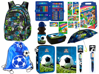 Školská taška - batoh, set, zostava - Školská layette set futbalový loptu