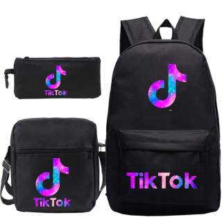 Školská taška - batoh, set, zostava - Sada TIC TOK GALAXY BACKPACK A4 BAG PUCE CASE NOVINKA