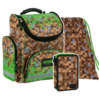 Aktovka školská taška - Hra Pixel Backup 3 El Satchel Set.