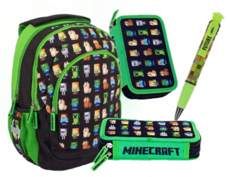 Školská taška - batoh, set, zostava - Nastaviť batoh xl minecraft + puzdro na ceruzku + zadarmo