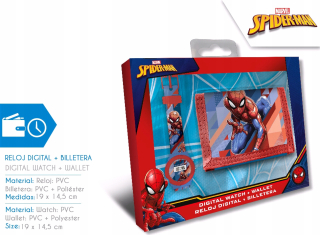 SPIDERMAN - Digitálne hodinky + Spiderman peňaženka