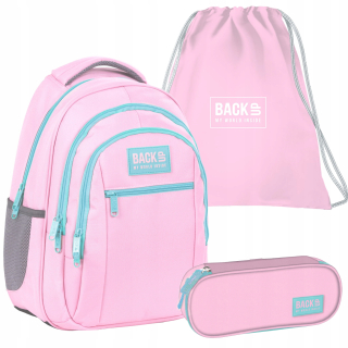 Školská taška - batoh, set, zostava - Sada 3in1 zálohovať ružový pastel batoh