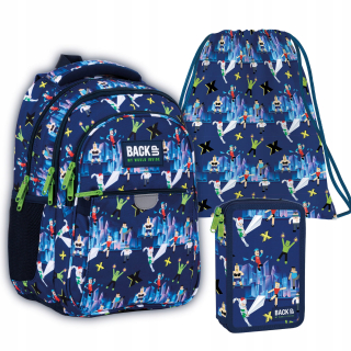 Školská taška - batoh, set, zostava - Sada 3in1 Backpack Pencil Case Game