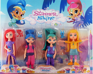 Shimmer a Shine - Sada 4 figúrky z rozprávkového shimmer a lesk, 16 cm