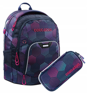 Školská taška - batoh, set, zostava - COOCAZOO BACKPACK A DOUBLOBY RAYDAY fialová