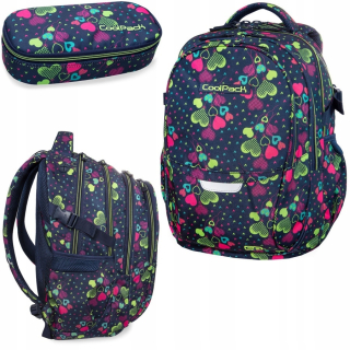 Školská taška - batoh, set, zostava - COOLPACK Lime Hearts Factor Set Campus ceruzky