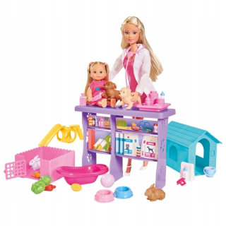 STEFFI bábika - Sada STEFFI veterinára + EVI 35 PC. Simba